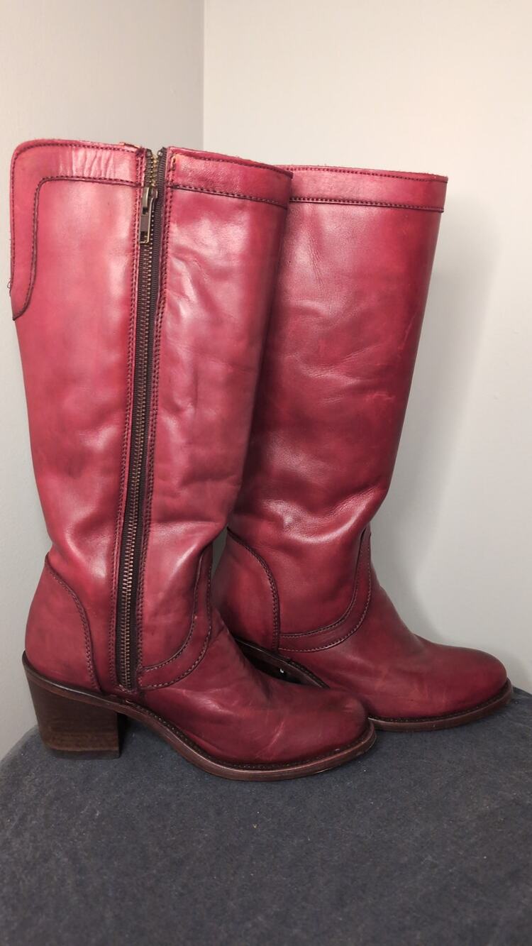 Corral Handcrafted Burgundy Leather Western Boots Size 6 Cowgirl